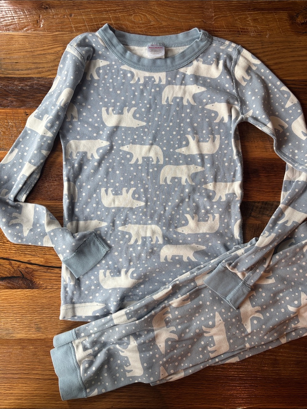 Hanna Andersson Light Blue Polar Bear Pajama Set size 12